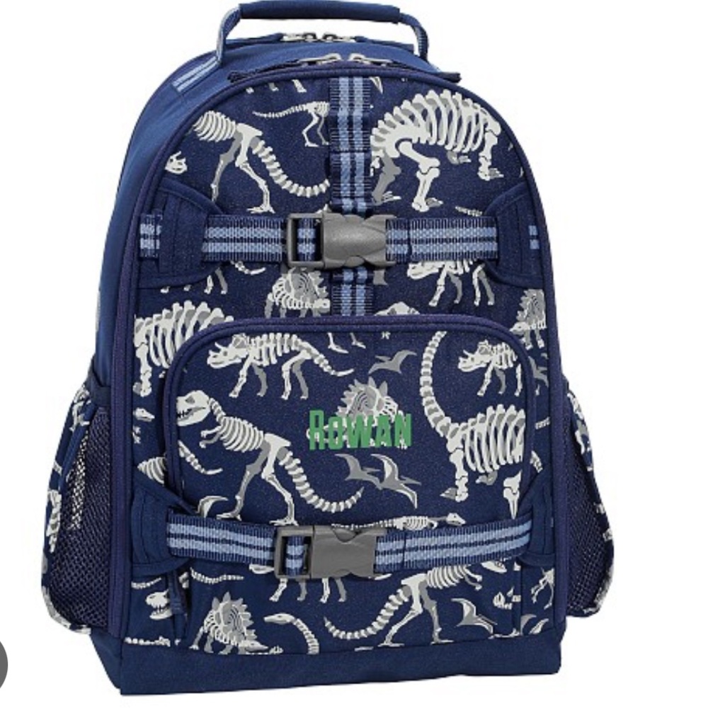 Pottery Barn Mackenzie Navy Dinosaur small Backpack - Picture 2 of 4